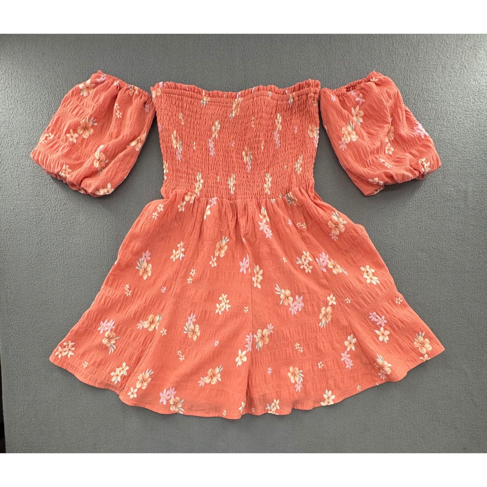 Forever 21 Floral Mini Dress XS Smocked Puff Sleeve Feminine Girly Fairy